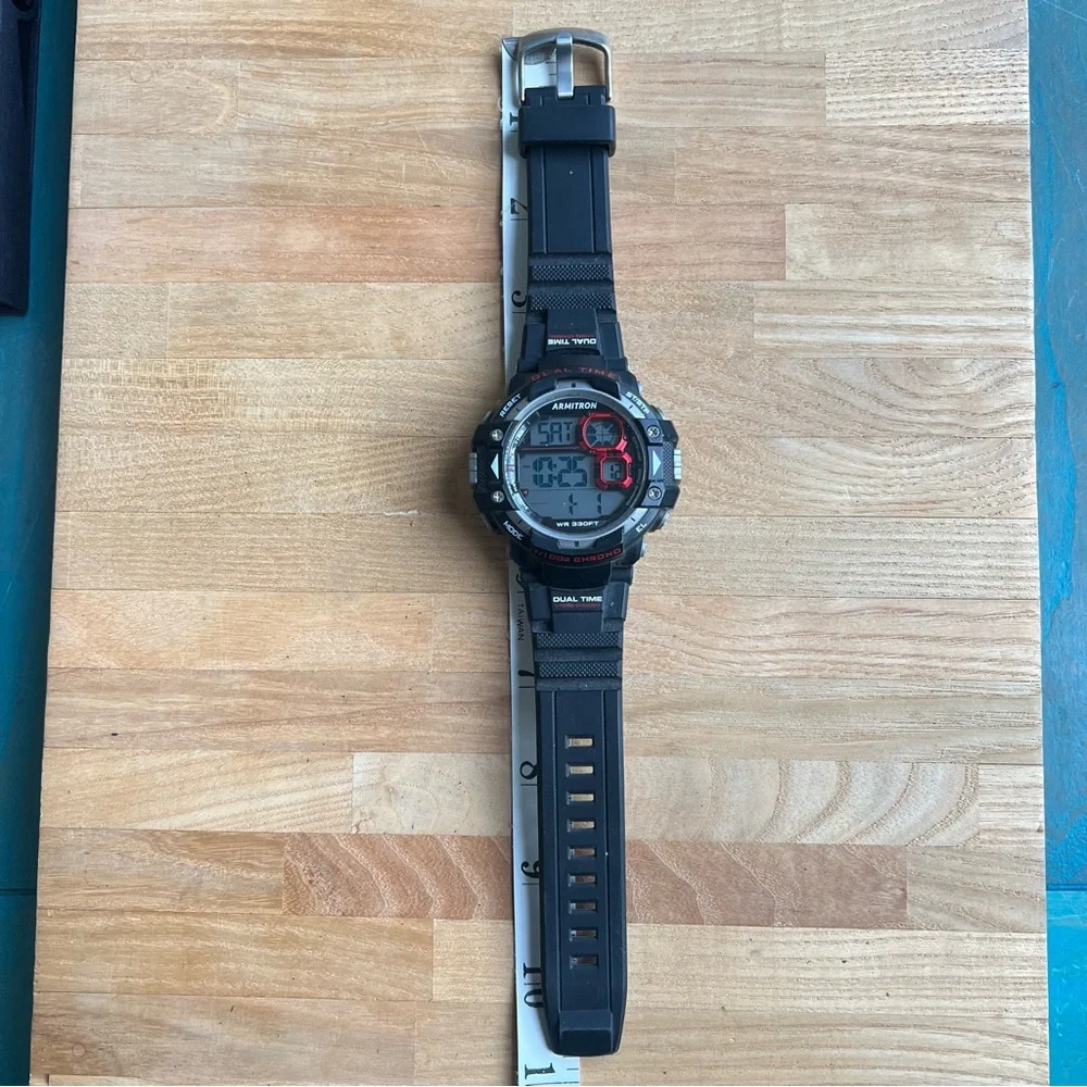 Armitron pro sport dual time digital watch NEW BATTERY
